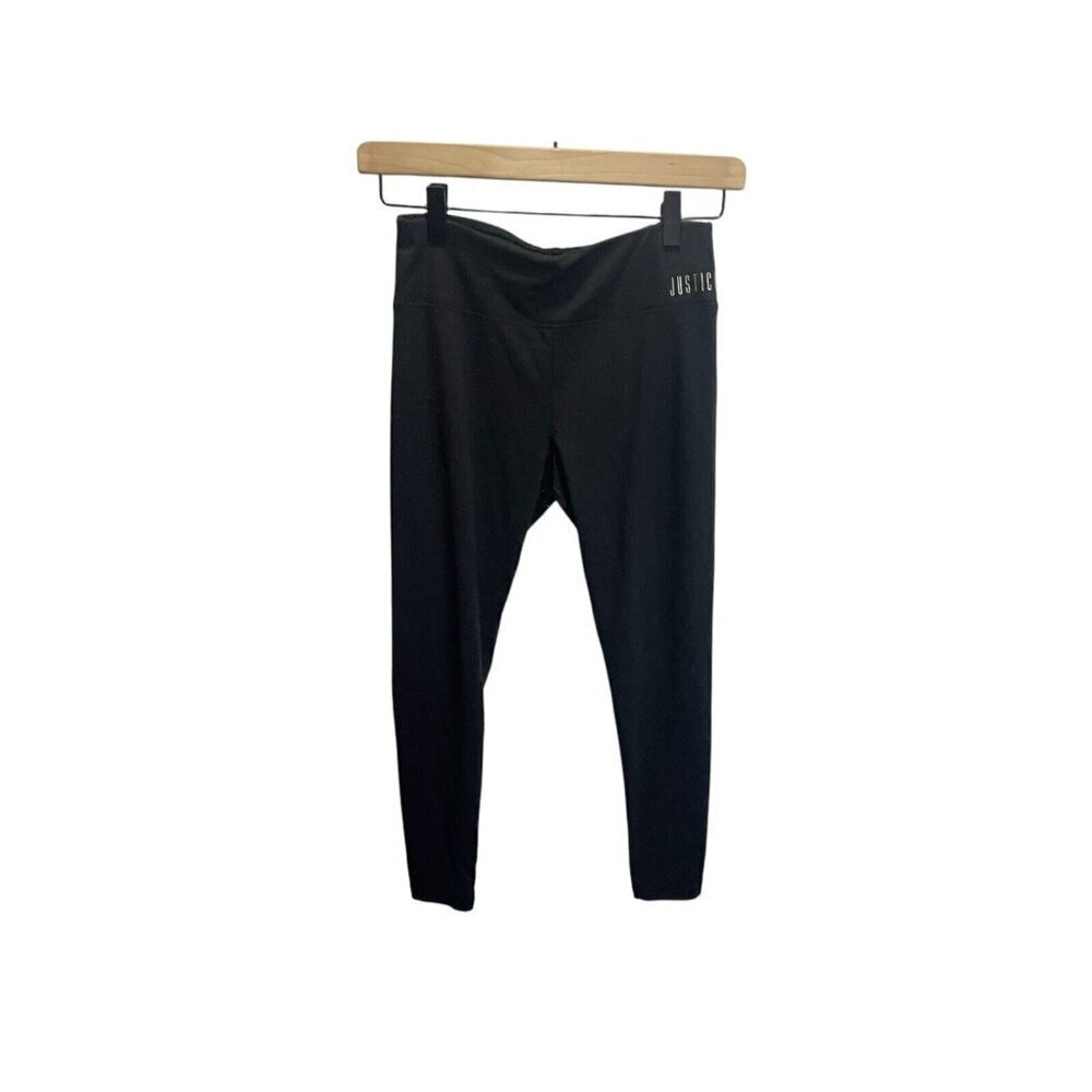 Justice Active Girls Black Leggings size 10 plus Stretch Activewear